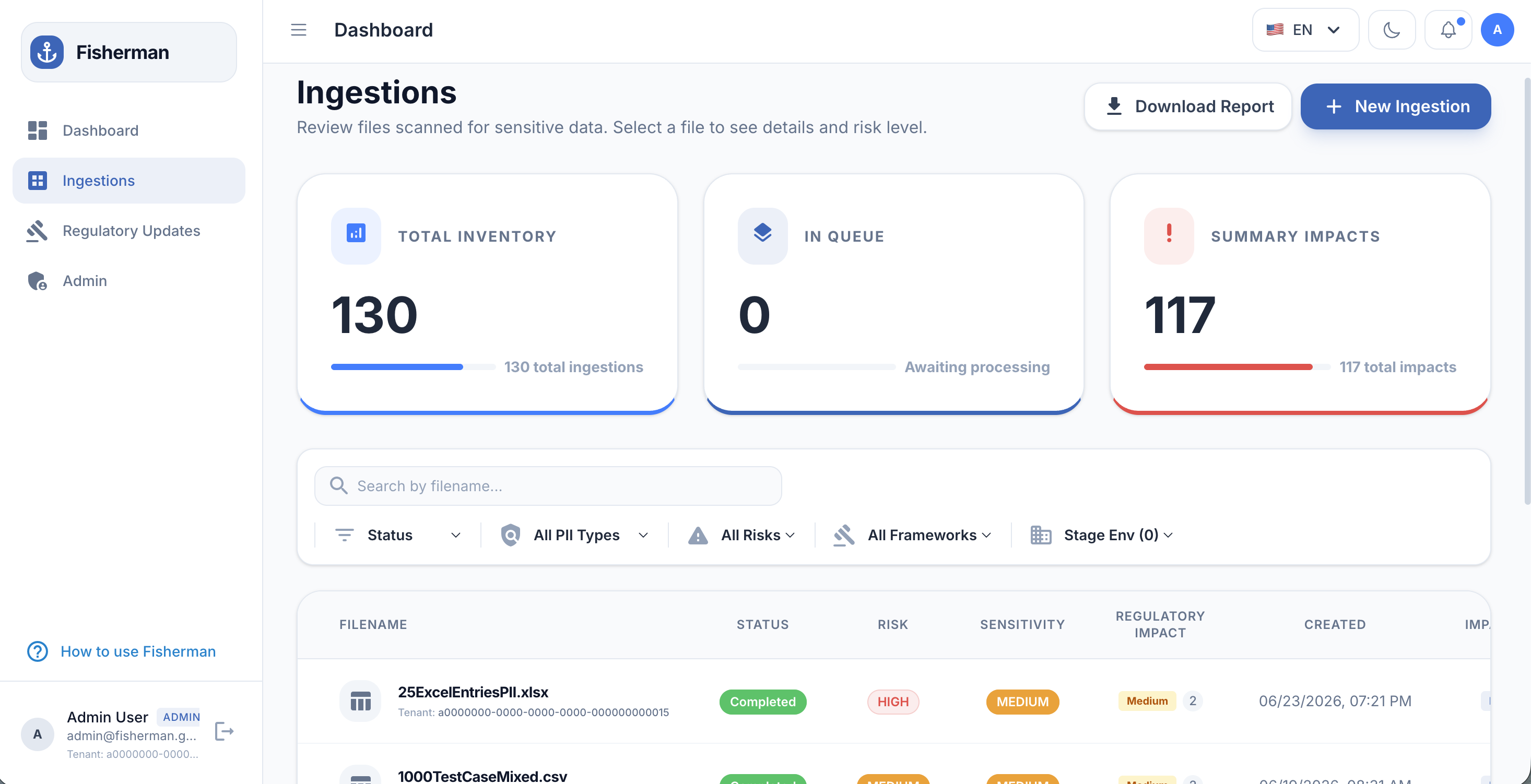 Fisherman AI – Ingestions Dashboard